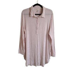 Eberjey Striped Soft Sleepshirt Size M White Pink